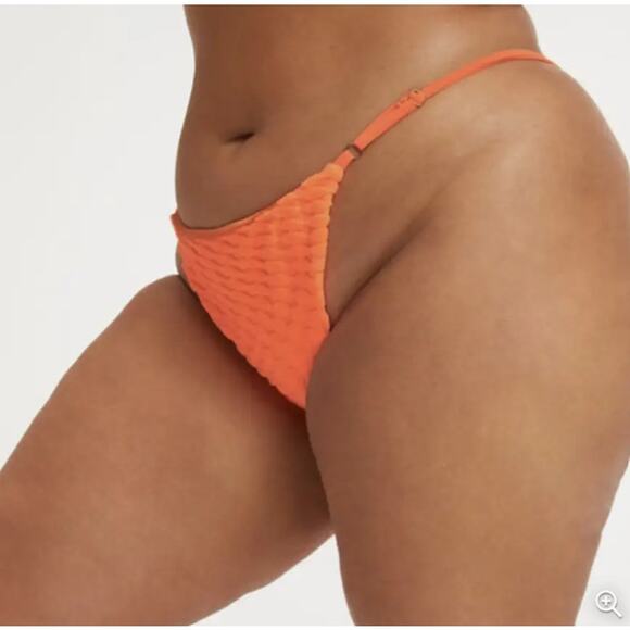 Good American Jacquard Perfect Fit Swim Bikini Bottom Orange Cream Plus 2x - Picture 9 of 10